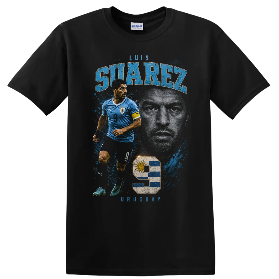 Luis Suarez Soccer T Shirt Uruguay Player Portrait Graphic Tee