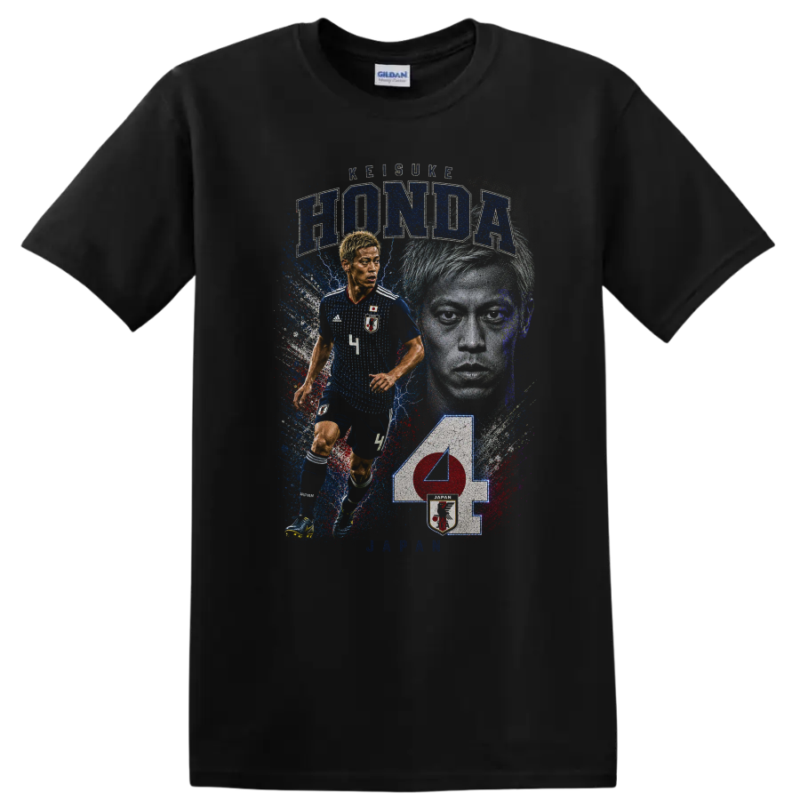 Keisuke Honda Japan Soccer Player Action Portrait T Shirt Japan Tee