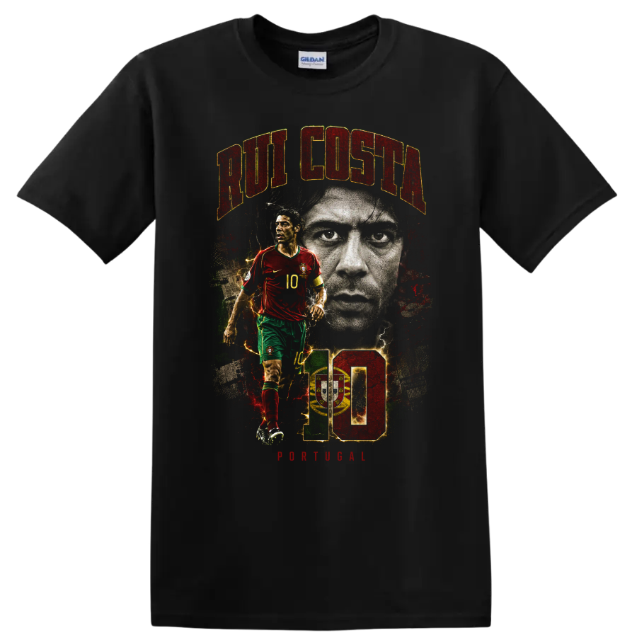 Rui Costa Portugal Soccer Player T Shirt World Cup Legend Portrait Tee