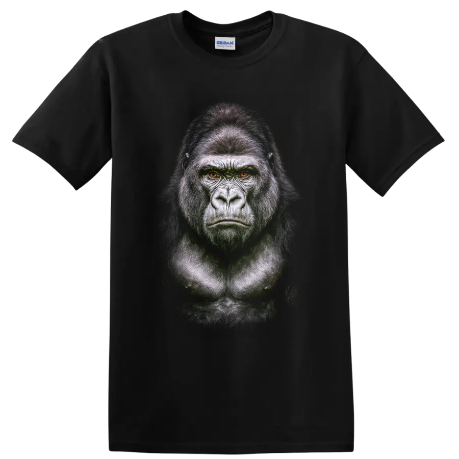 Mountain Gorilla T Shirt Fierce Wildlife Portrait Animal Face Nature Tee