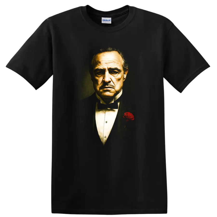 Don Vito Corleone T Shirt Mob Boss Portrait Tuxedo Rose Tee