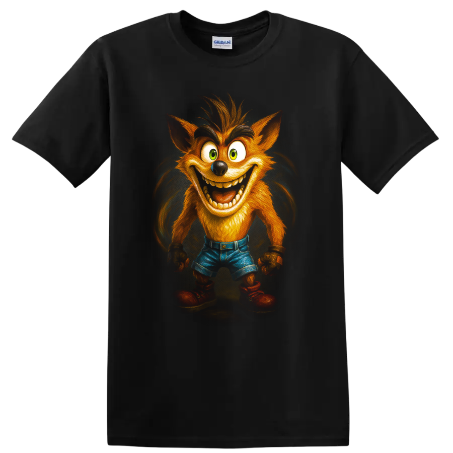 Crash Bandicoot T Shirt Crazy Orange Fox Character Retro Game Tee