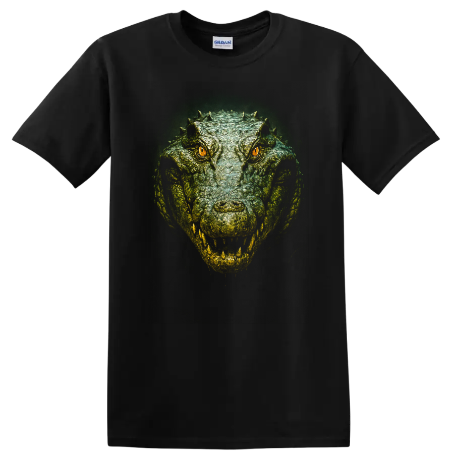Alligator Head T Shirt Fierce Reptile Predator Portrait Swamp Creature Tee