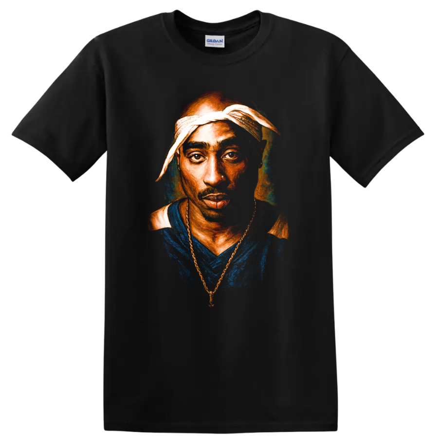 Tupac Shakur Portrait Artwork Hip Hop Legend T Shirt Tribute Tee