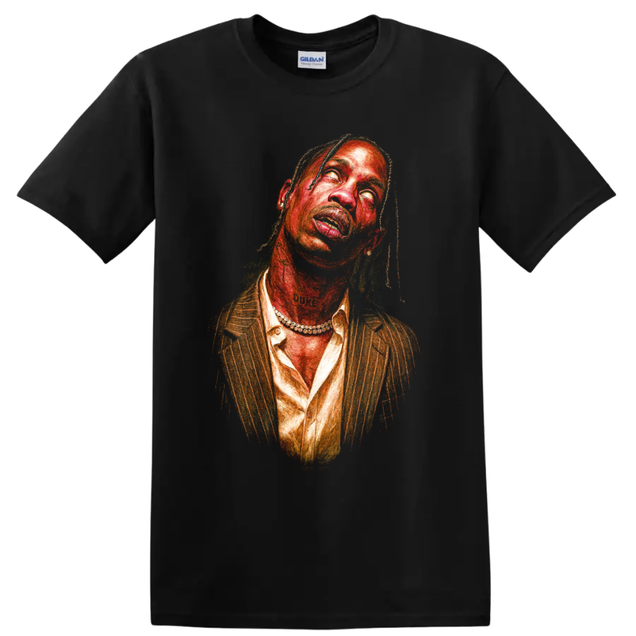Travis Scott Abstract Art Print Hip Hop Portrait T Shirt Music Style Tee