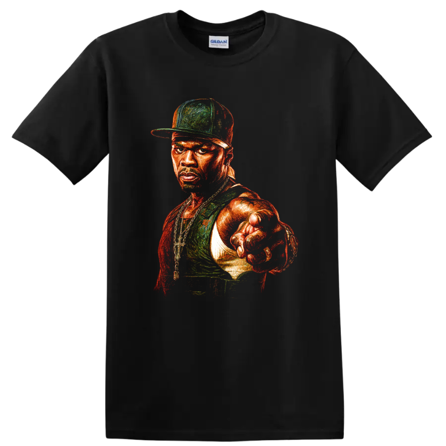 50 Cent Portrait Artwork Hip Hop Rap Music T Shirt Urban Streetwear Tee