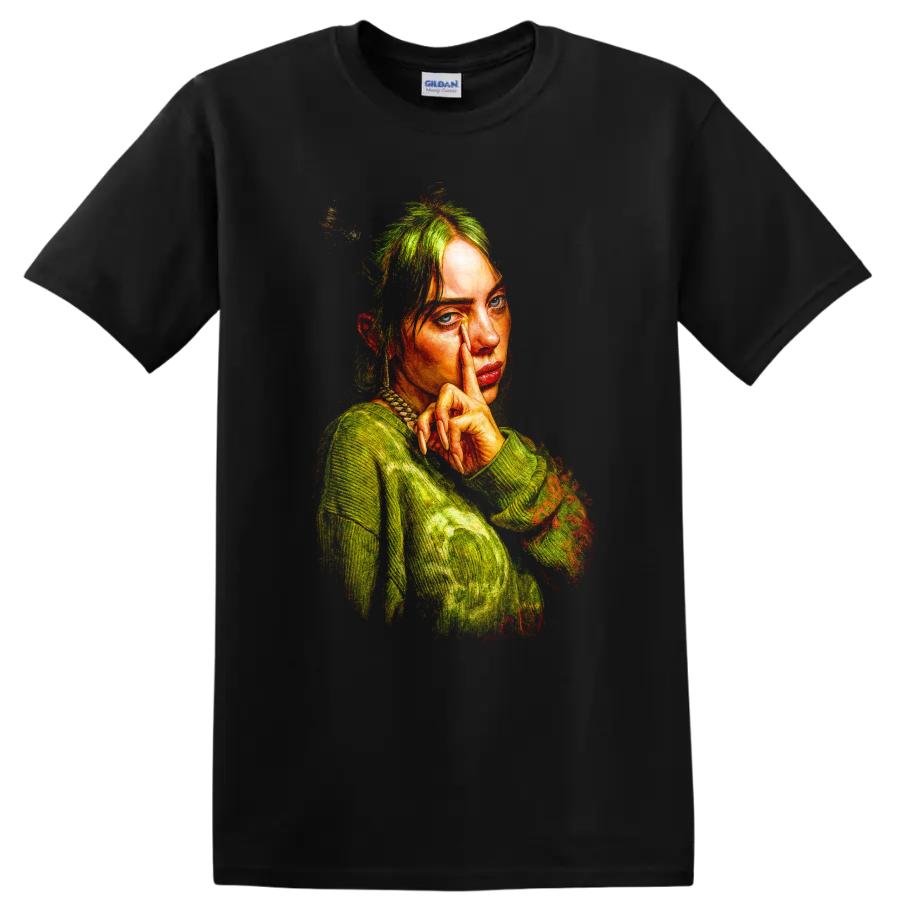 Billie Eilish Pointillist Portrait Music Fan Art T Shirt Colorful Pop Tee