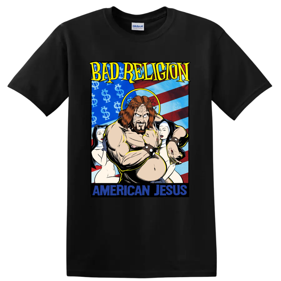Bad Religion American Jesus Punk Rock Band Graphic T Shirt Religious Art Tee