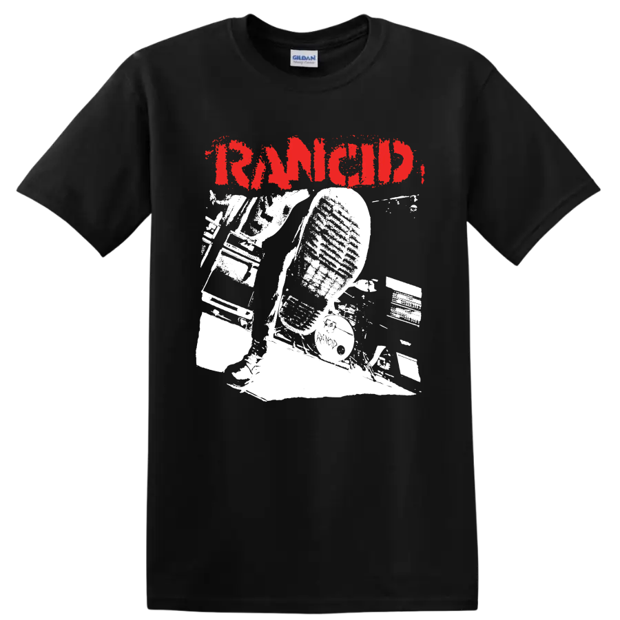 Rancid Punk Rock Band T Shirt Red Distressed Logo Music Fan Graphic Arts Tee