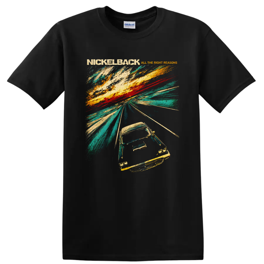 Nickelback All The Right Reasons Road Car Rock Band Graphic Vintage T Shirt Tee