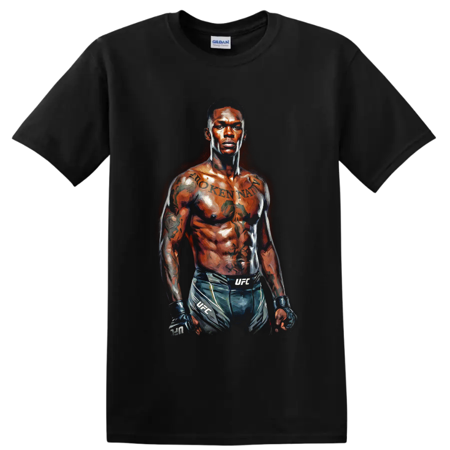 Israel Adesanya MMA Fighter Portrait T Shirt Combat Sports Fan Graphic Art Tee