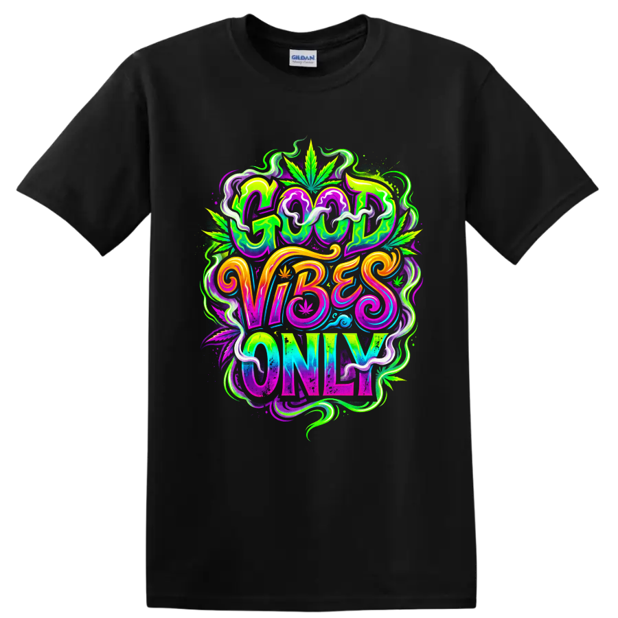Cannabis Leaf Psychedelic Neon Graphic T Shirt 420 Culture Festival Style Tee