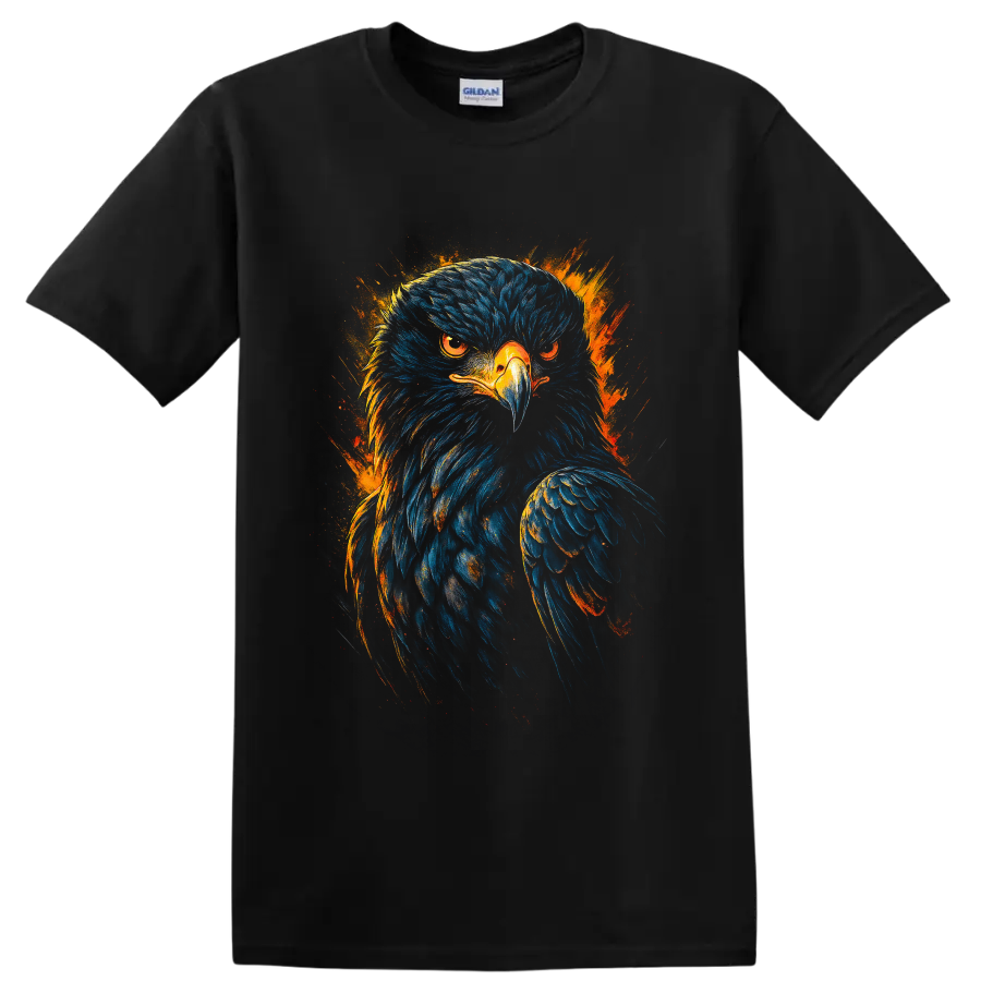 Bald Eagle T Shirt Majestic Blue Orange Fire Bird Art Wildlife Graphic Print Tee