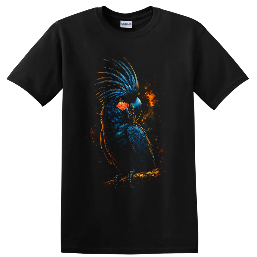 Blue Macaw Parrot T Shirt Colorful Tropical Bird Art Wildlife Graphic Tee Gift