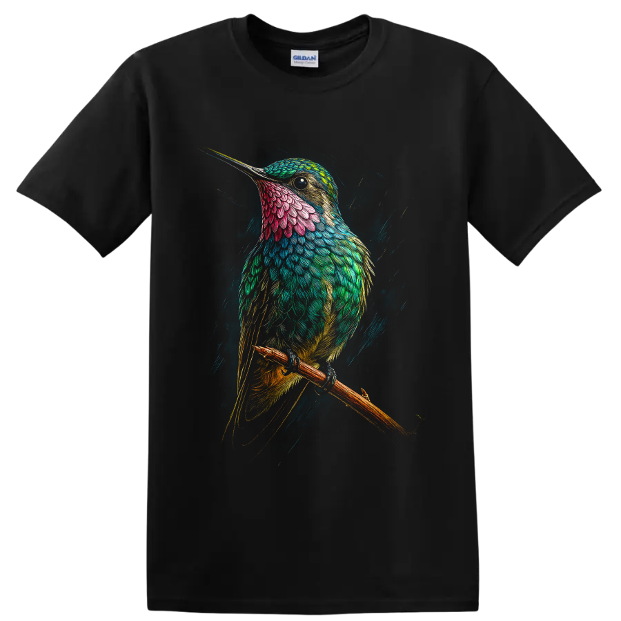 Hummingbird T Shirt Colorful Tropical Bird Art Nature Lover Graphic Tee Gift