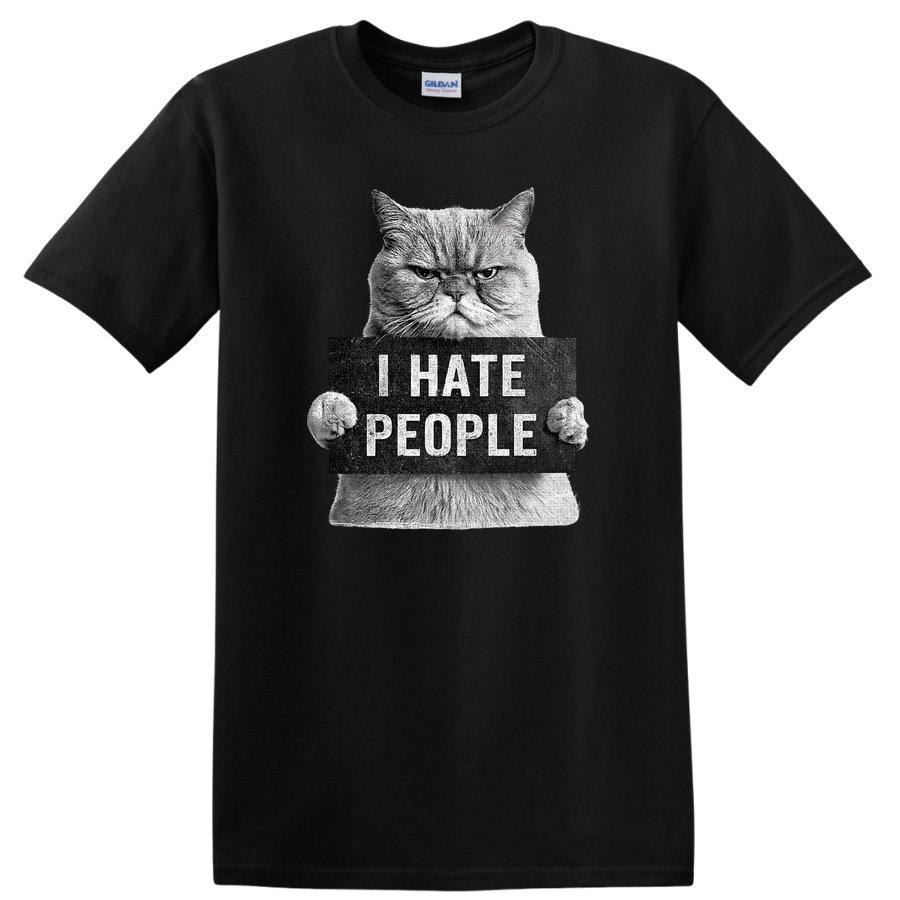 Grumpy Cat I Hate People T Shirt Funny Sarcastic Introvert Kitty Meme Tee Gift