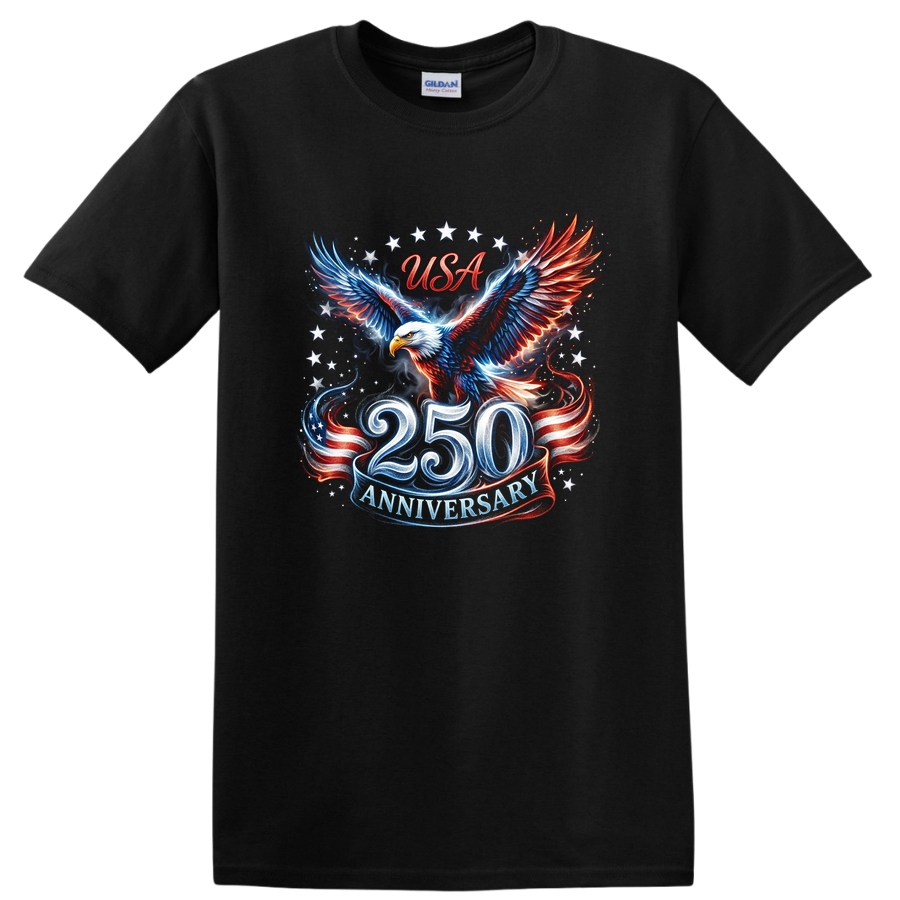 USA 250 Anniversary Eagle T Shirt Patriotic Graphic Tee with Stars and Stripes
