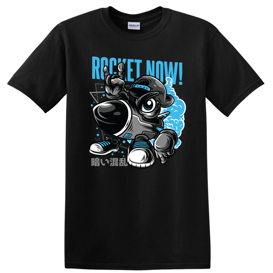 Rocket Now Funny Cartoon Rocket T Shirt Graphic Tee for Kids and Adults