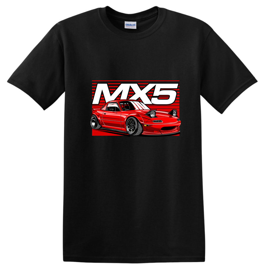 MX5 Car Graphic T Shirt Cool Red Sports Car Design Tee for Auto Enthusiasts