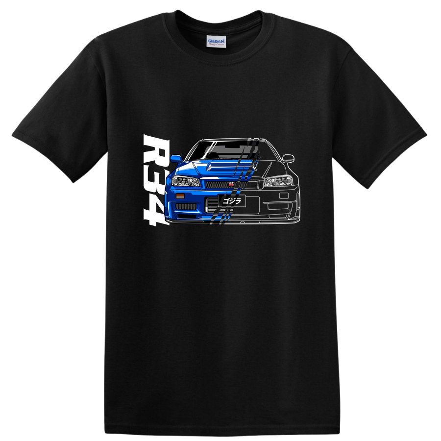 Nissan Skyline GTR Blue Car Art Graphic T Shirt Racing Enthusiast Tee