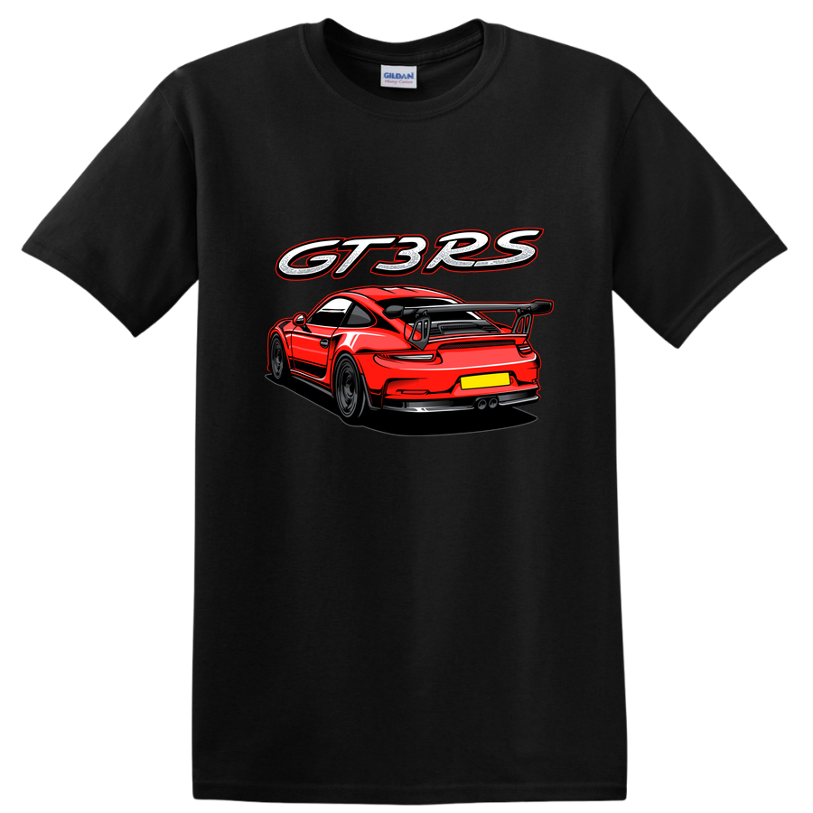 GT3RS Porsche Red Sports Car Graphic T Shirt High Speed Racing Tee