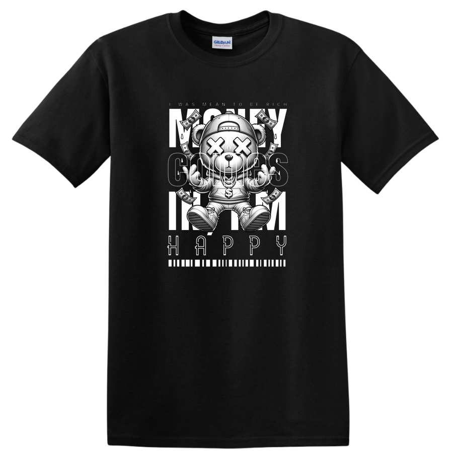 Money Bear T Shirt I Was Meant to Be Rich Graphic Tee Funny Happy Design