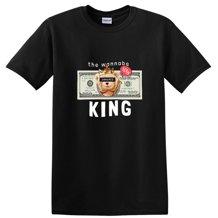 Bear King Money Funny T Shirt w/ Dollar Bill Design Cool Tee for Adults