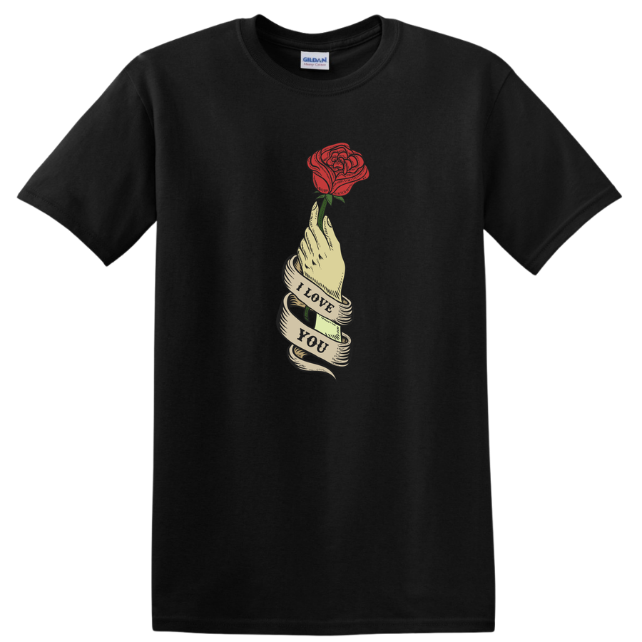 I Love You Rose Vintage Hand T Shirt Romantic Gift for Her Love Tee