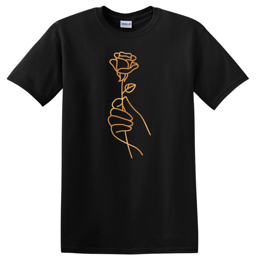 Rose Hand Line Art T Shirt Minimalist Floral Design Graphic Tee for Her