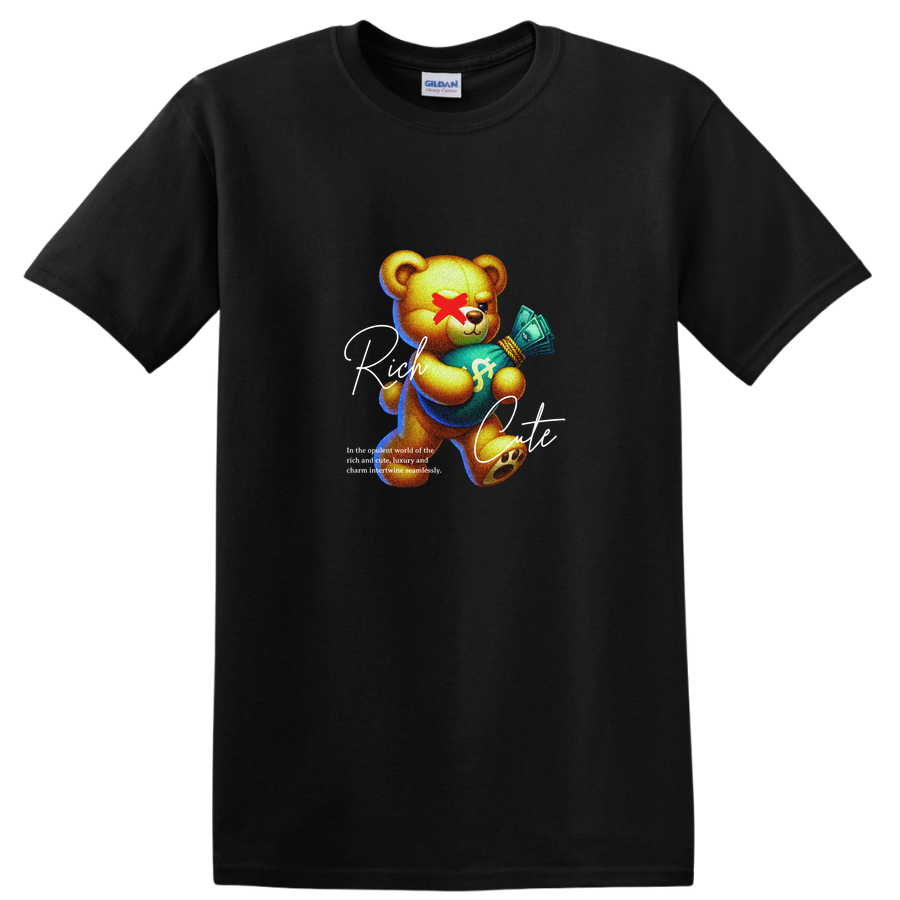 Bear Holding Money Cute Funny Graphic T Shirt Casual Tee for Adults Kids