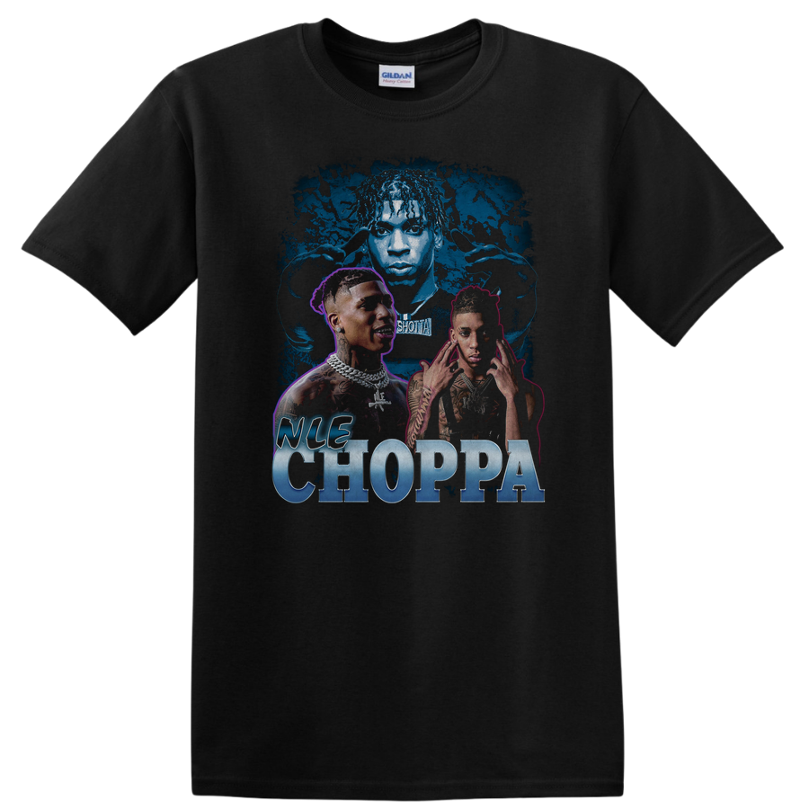 NLE Choppa Rapper Graphic T Shirt Design w/ Portraits Cool Hip Hop Tee