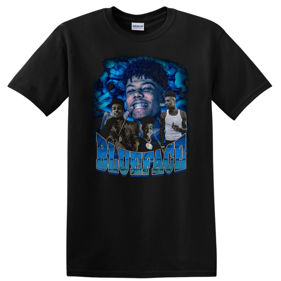Blueface T Shirt Hip Hop Rapper Graphic Art Tee Vintage Style Blue Design