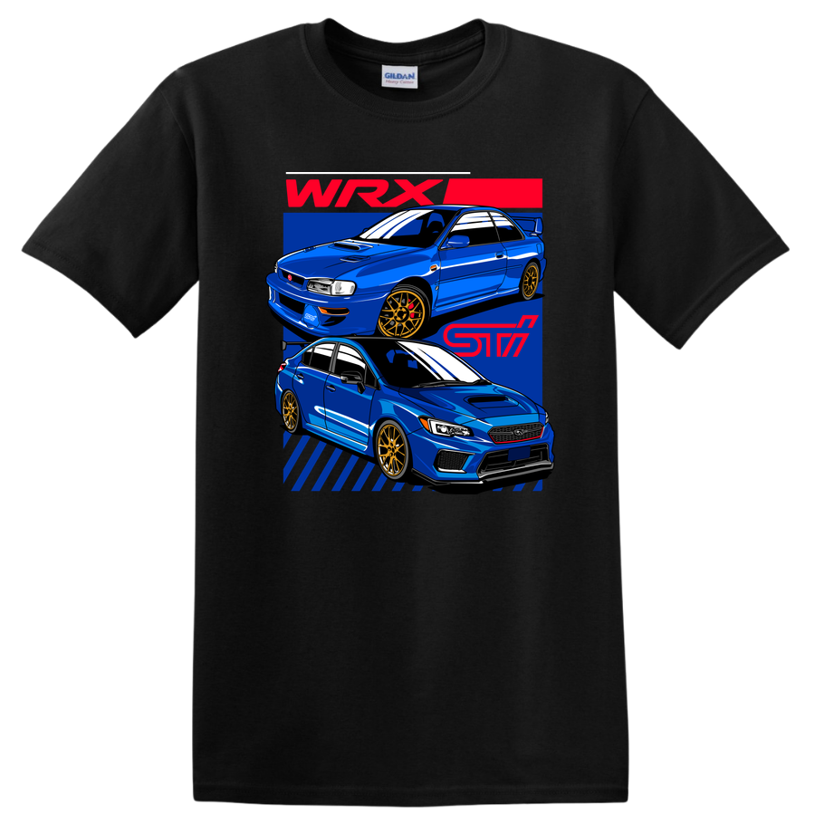 WRX STI Cars T Shirt Retro Graphic Blue Sports Car Tee Vintage Style Gifts
