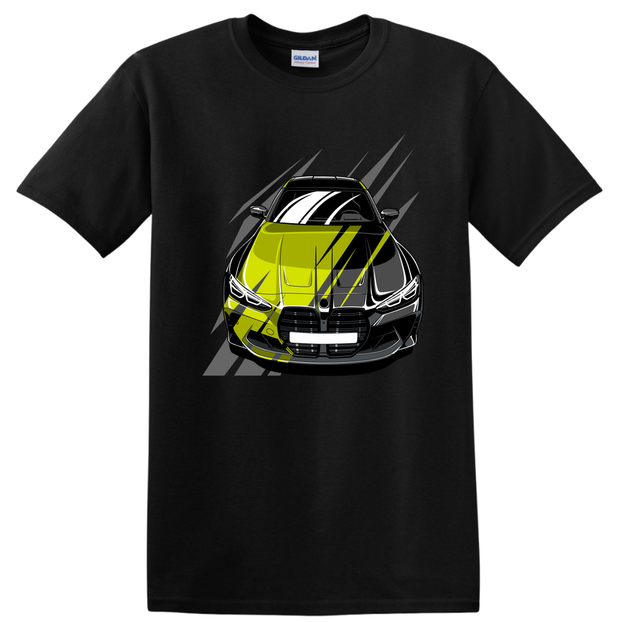Car Graphic T Shirt for Auto Enthusiasts Racing Tee with Bold Stripes Design