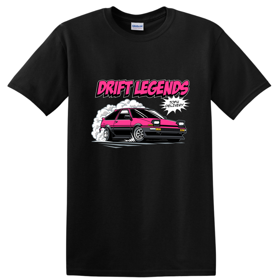 Drift Legends T Shirt Pink Car Tofu Delivery Design Graphic Tee Retro Style