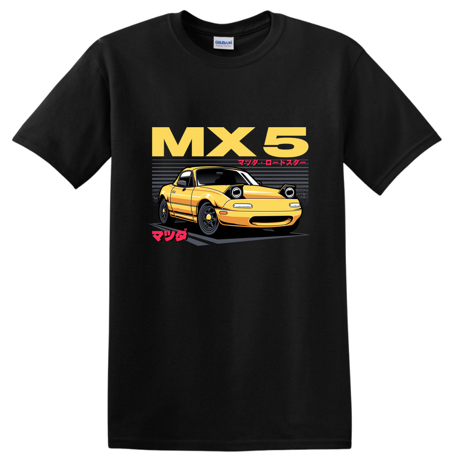 MX5 Cartoon Roadster Graphic T Shirt for Car Lovers, Cute Anime Style Tee