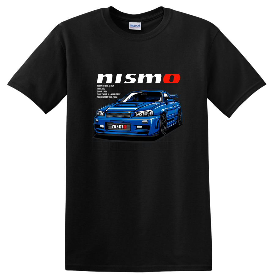 Blue Skyline GTR Nismo Car Graphic T Shirt Cool Racer Tee for Car Enthusiasts
