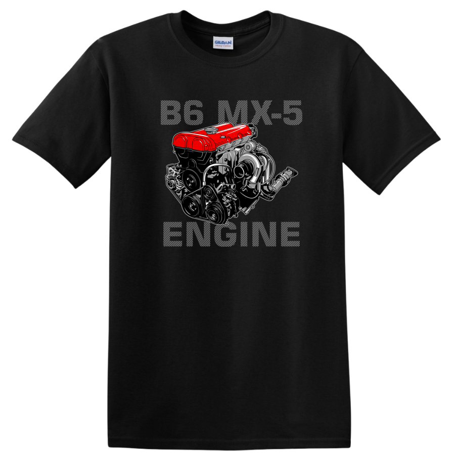 B6 MX-5 Engine Concept Art T Shirt for Car Enthusiasts Cool Graphic Tee