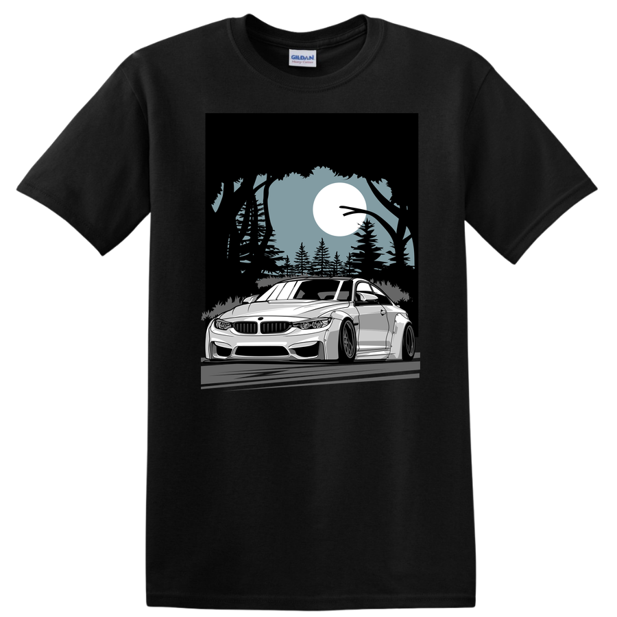 Car T Shirt Cool Graphic Design Night Scene Tee Modern Coupe Illustration