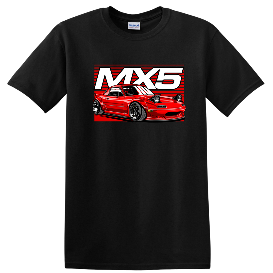 MX5 Car Graphic T Shirt Cool Red Sports Tee for Auto Racing Enthusiasts