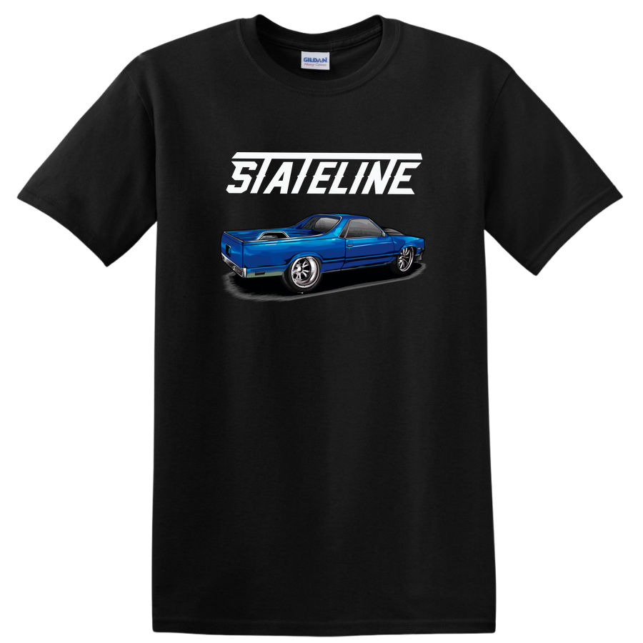 Blue Car Illustration T Shirt Cool Graphic Design w/ Classic Vehicle Tee