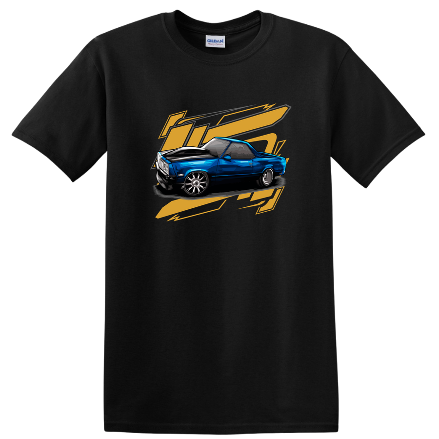 Classic Blue Muscle Car Graphic T Shirt for Car Lovers Unique Design Tee
