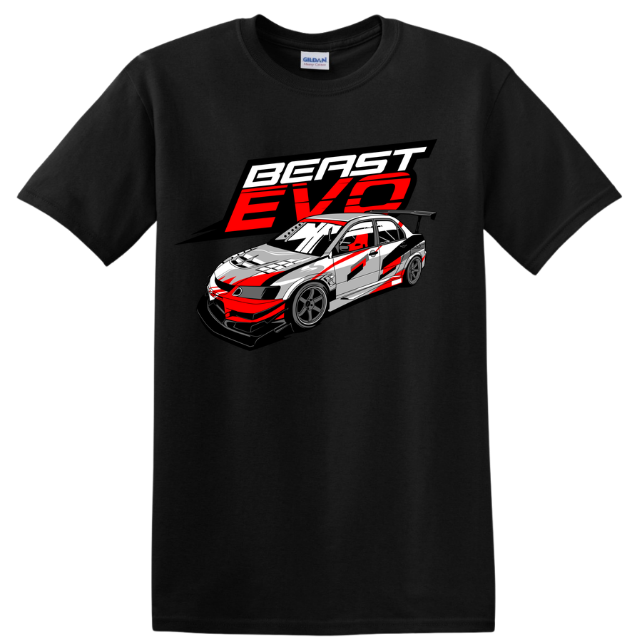 Evo Beast Car Graphic T Shirt Racer Tee Auto Motifs Driving Enthusiast Style