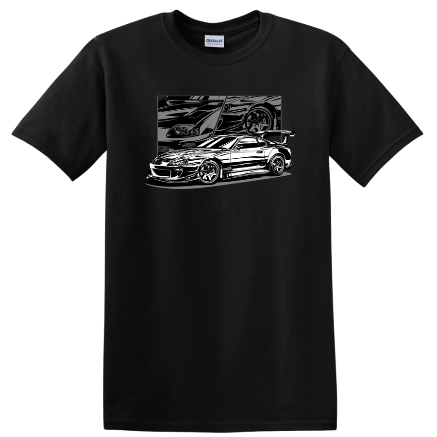 Supercar T Shirt Graphic Car Lover Tee Racing Enthusiast Black and White Design