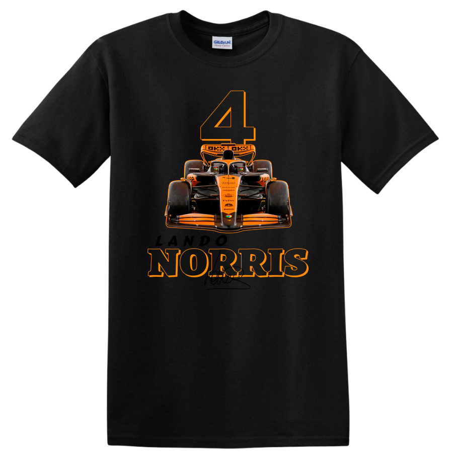 Racing Car T Shirt #4 McLaren Norris Design Graphic Tee for Motorsport Fans