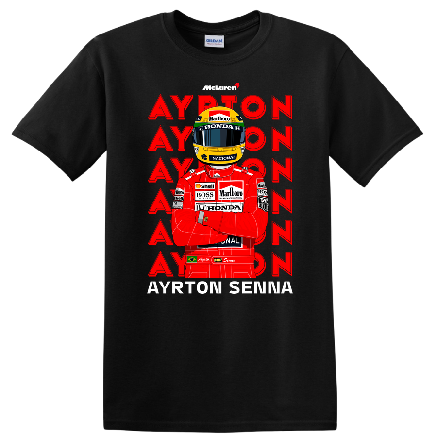Ayrton Senna Racing T Shirt with Driver Graphic, Formula 1 Tee, Red Design