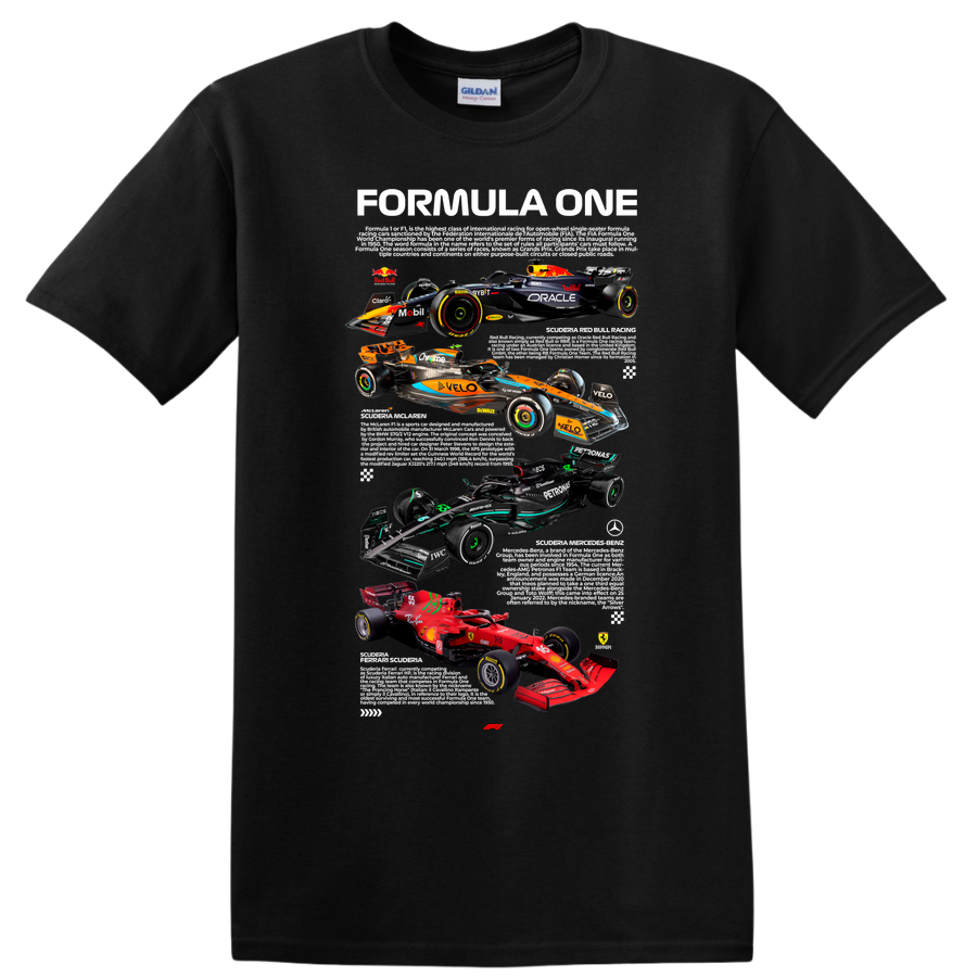 Formula 1 Racing Cars T Shirt F1 Auto Racing Fan Tee Sports Gear Apparel