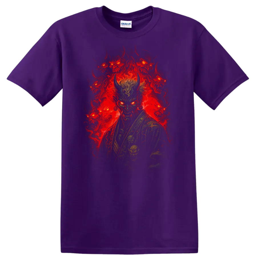 Demon Graphic T Shirt Scary Red Eyes Skull Black Tee Urban Streetwear Design