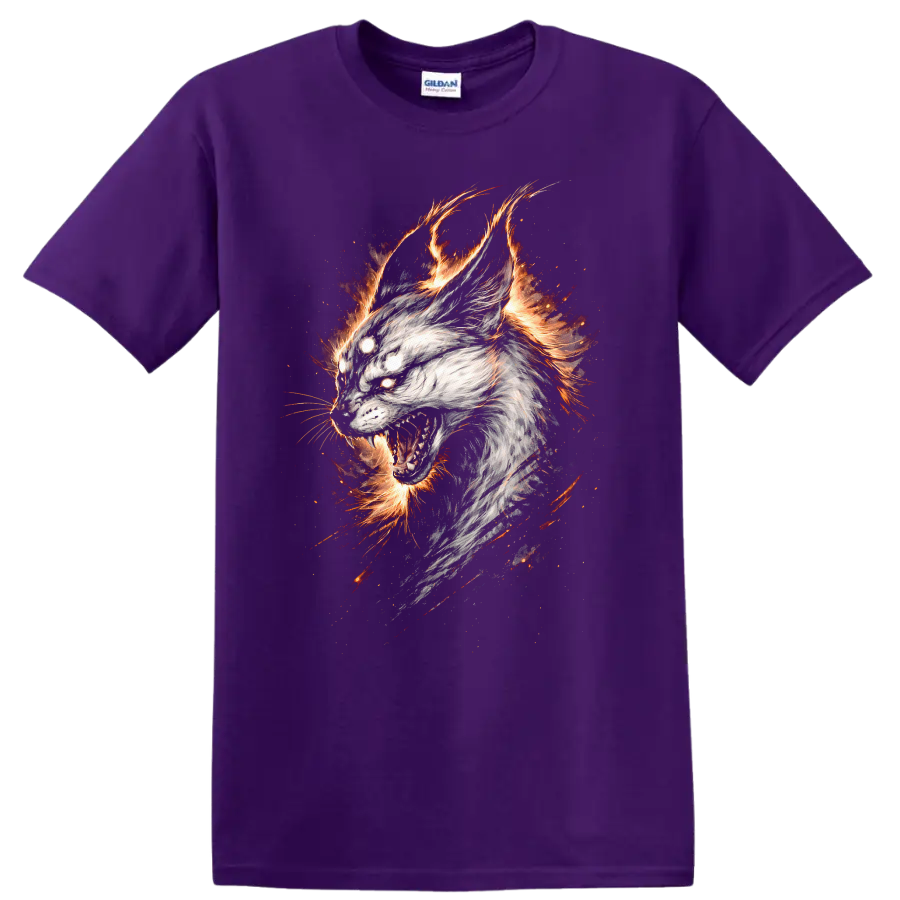 Fierce Wolf Spirit T Shirt with Flames and Energy Graphic Art Tee