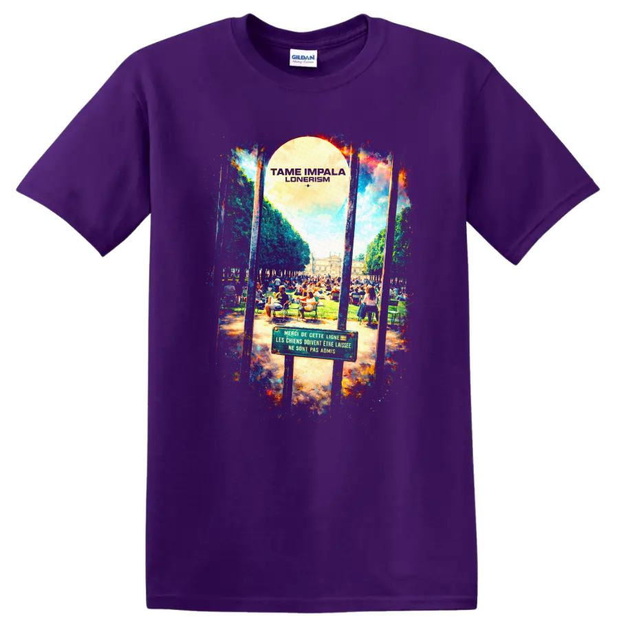 Vintage Classic Rock Album Art T Shirt Lonerism Landscape Tee w/ Colorful Design